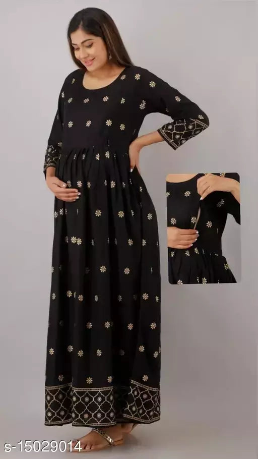 Mialo black maternity kurta with feeding zip.