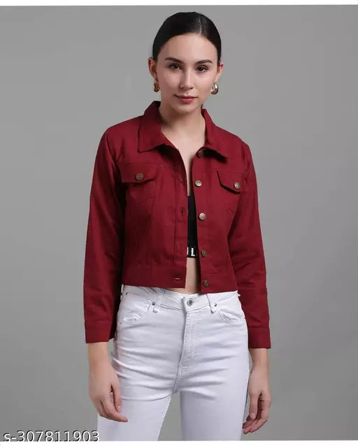 Fashionable women jacket maroon