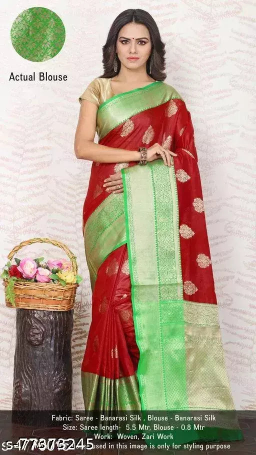 Alisha Fashionable Banarasi Silk Sarees With Running Blouse