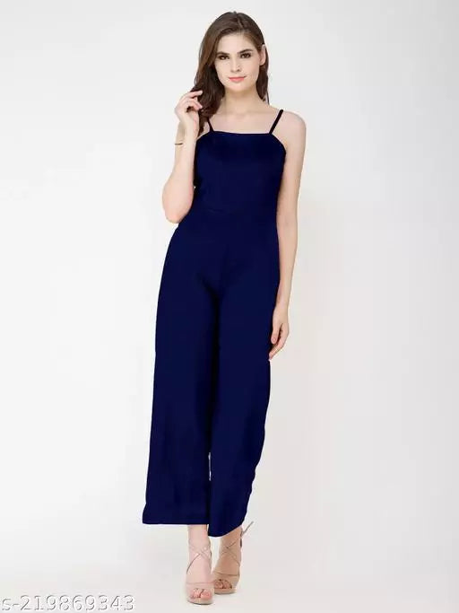 Sunday Casual Solid Nevy Blue Jumpsuit for Ladies