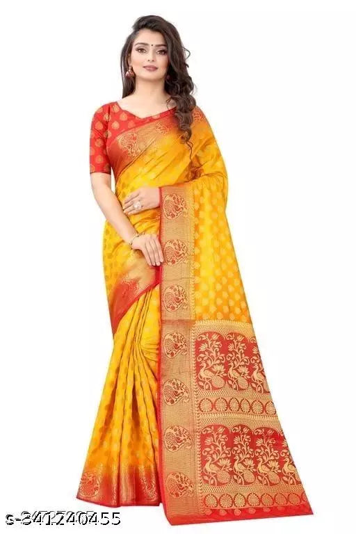Morpich Fashion   Nylon Banarasi Silk Same Border Saree