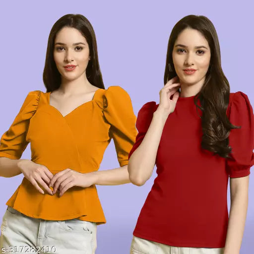 Clasic Casual Fashion Forward Women's Tops - Pack of 2
