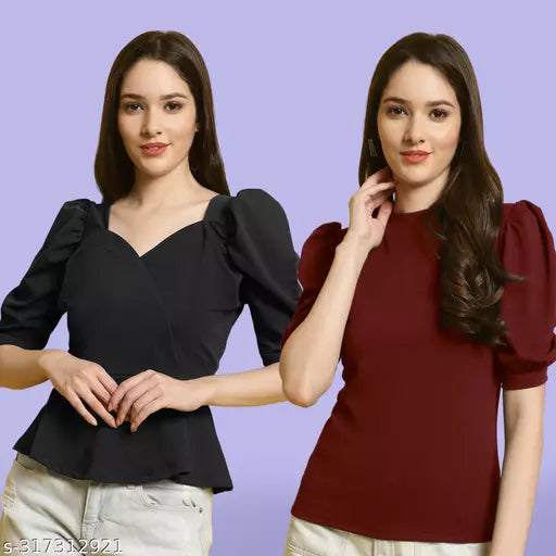 Clasic Casual Fashion Forward Women's Top - Pack of 2