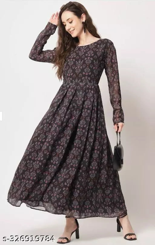 WOMEN PRINTED ALINE GOWN
