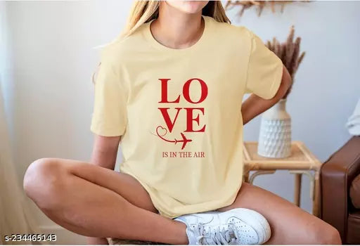 Vivient Women Yellow Love Printed T-Shirt