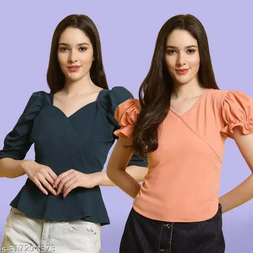 Clasic Casual Fashion Forward Women's Tops - Pack of 2