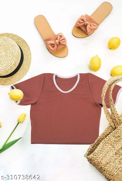 Women's Solid Cotton Rib Knit Crop Tank Top