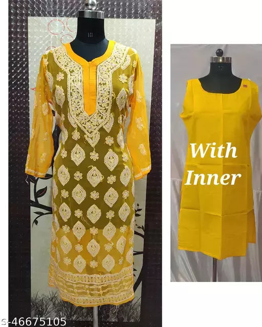 Handwork Chikankari Chiffon boota jaal with inner.