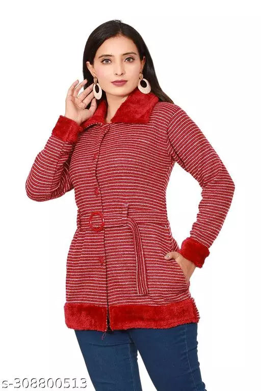Belt fur coat Maroon
