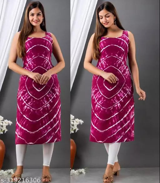 Women's Floral Printed Straight Fit Sleeveless Kurti/Kurta Casual Kurti For Women/girls