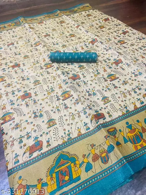 WARLI PRINT KHAADI SILK BLENDED SAREE