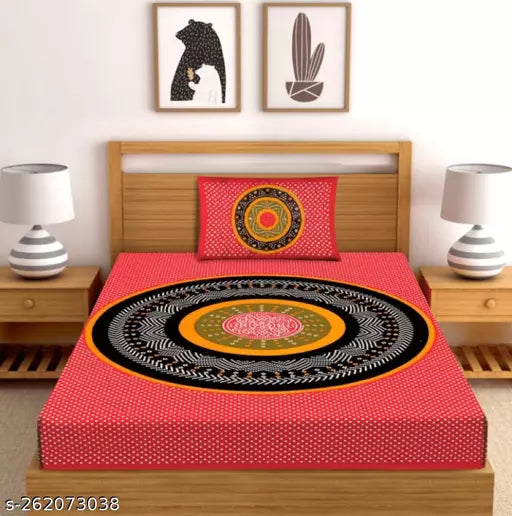 single cotton bedsheet with 1 pillow cover