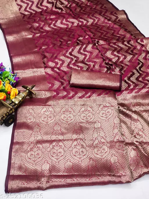 Morpich Fashion Top Dyed Organza Silk Saree