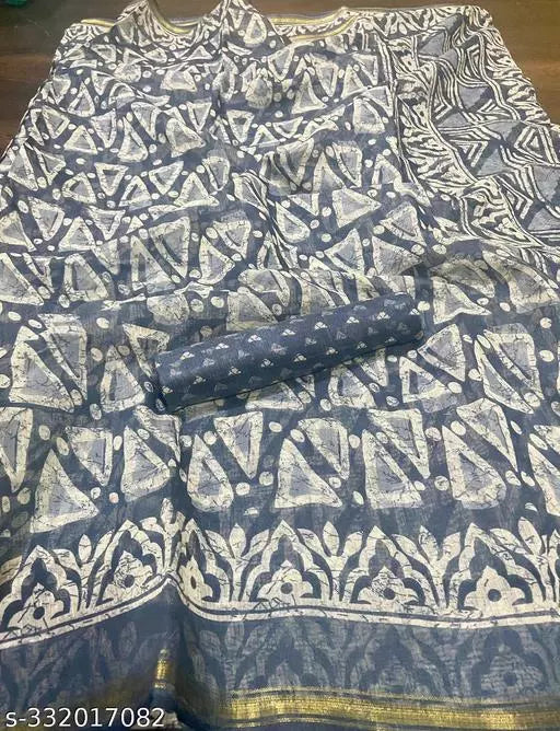 TRIO PRINTED COTTON BLENDED SAREE