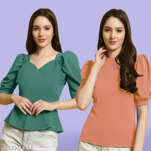 Clasic Casual Fashion Forward Women's Tops - Pack of 2