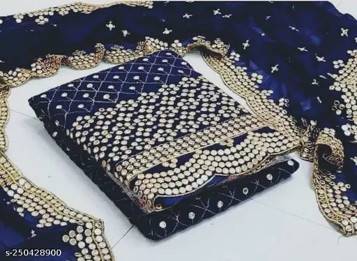 Aagyeyi Sensational Salwar Suits & Dress Materials Georgette 9mm Heavy sequence Work Wear Suit Like Party Wear Garara suit Blue  Colour
