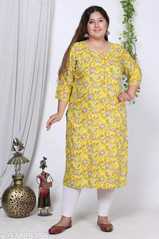 Swasti  Women Plus Size Printed Pure Cotton Straight Kurta