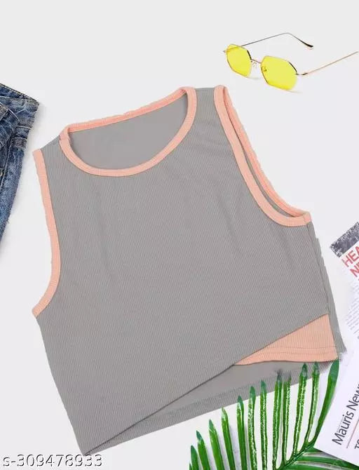 Women's Solid Cotton Rib Knit Crop Tank Top