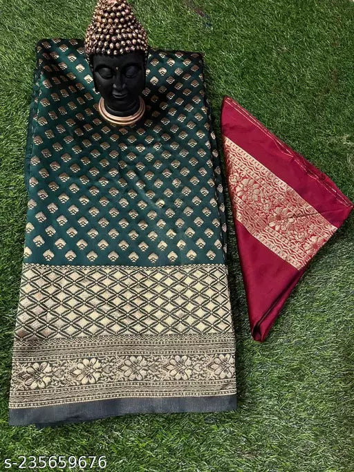 Best Deals Banarasi Sarees jacquard silk saree Wedding Wear Party Wear Daily Wear sarees Green Red