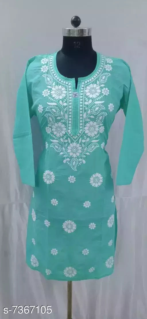 Embroidered Cotton Gol Boota Long Comp. Kurti