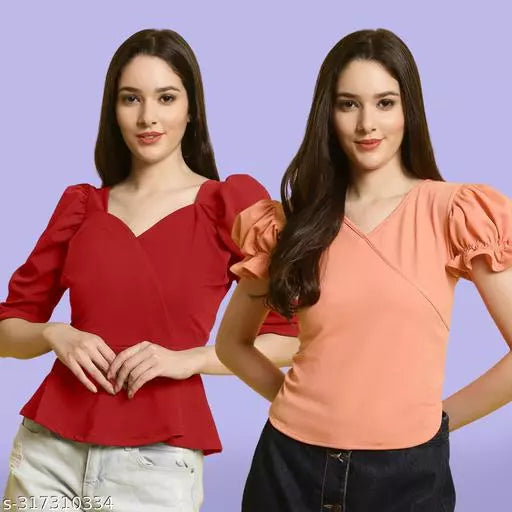 Clasic Casual Fashion Forward Women's Top - Pack of 2