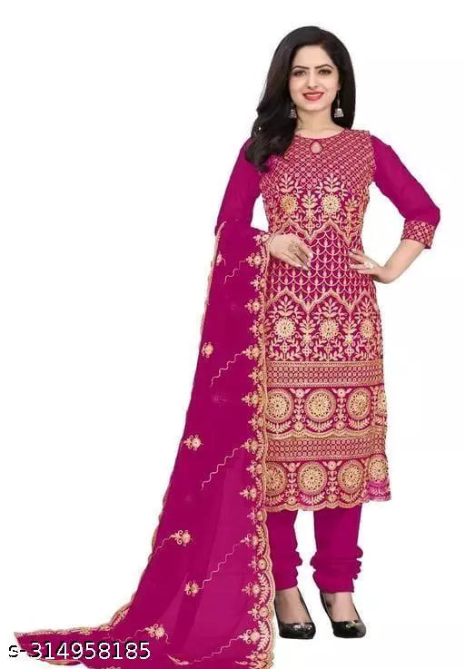 Women's Patiala Full Work Party Wear Unstiched Double Sequence Embroidered Work Plus Double Layer Multiwork Sequence Work Georgette Salwar Suit & Dress Materials