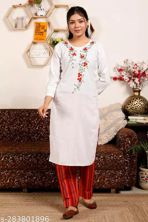 SD TEXTILES KURTI PANT SET/EMBROIDERY KURTI SET /KURTI PANT /TROUSER/COTTON KURTI SET/KURTIS/ KURTIS FOR GIRLS AND WOMEN