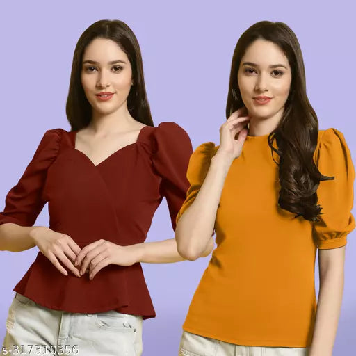 Clasic Casual Fashion Forward Women's Top - Pack of 2