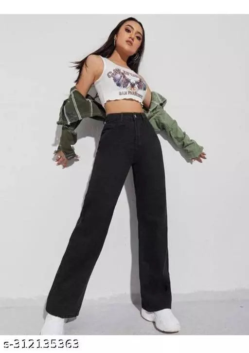 SAANU'S FASHION - STYLISH WIDE LEG DENIM JEANS FOR GIRLS & WOMEN