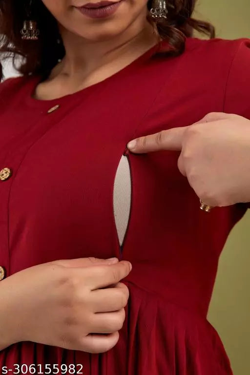 Mialo fashion maternity feeding kurtis for women with both side invisible zip.