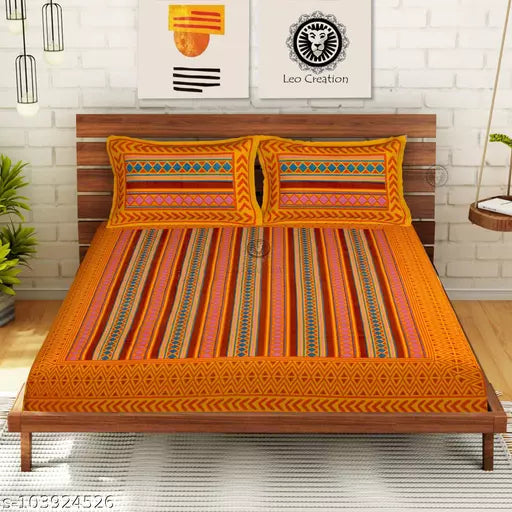 Double Pure Cotton Bedsheet With 2 Pillow Covers