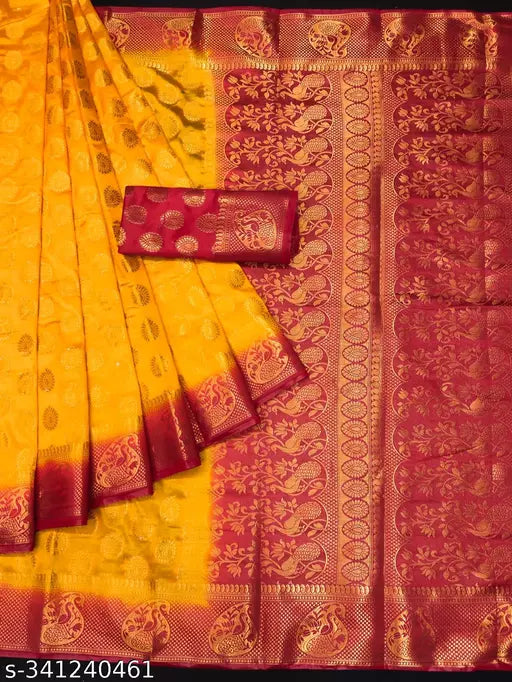 Morpich Fashion   Nylon Banarasi Silk Same Border Saree