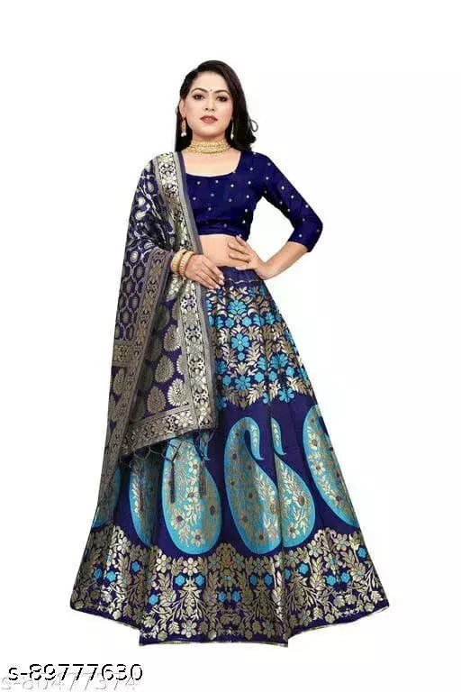 BANARASI LEHENGA CHOLI WITH BLOUSE (UN-STITCHED) BY VAIDIK ETHNIC