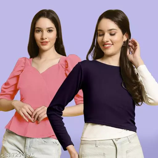 Clasic Casual Fashion Forward Women's Tops - Pack of 2
