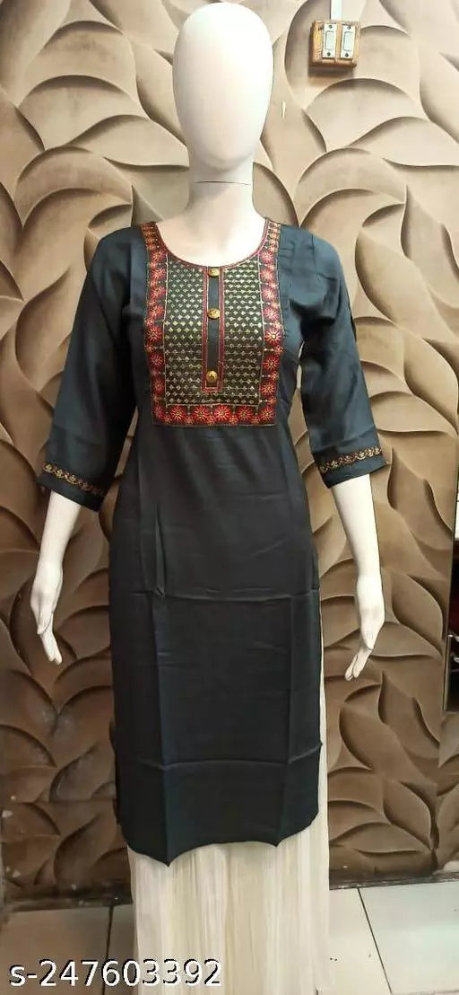 Trendy Women's Straight Embroidery Kurtis