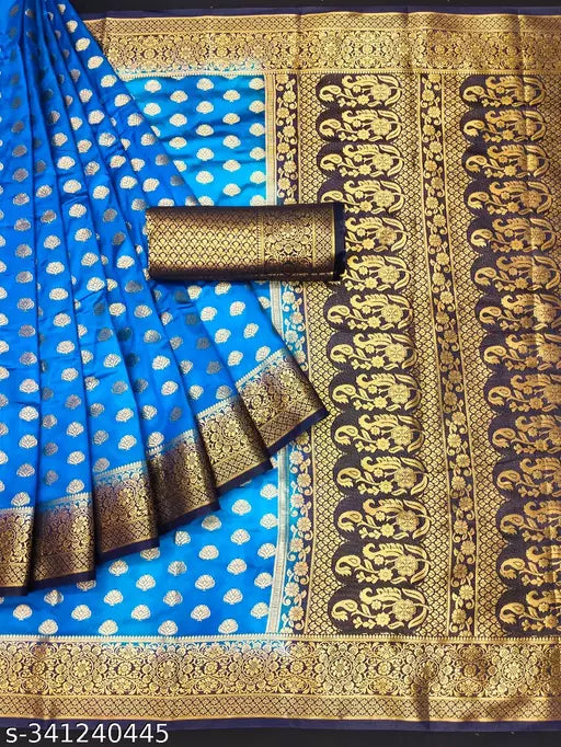Morpich Fashion   Nylon Banarasi Silk Same Border Saree