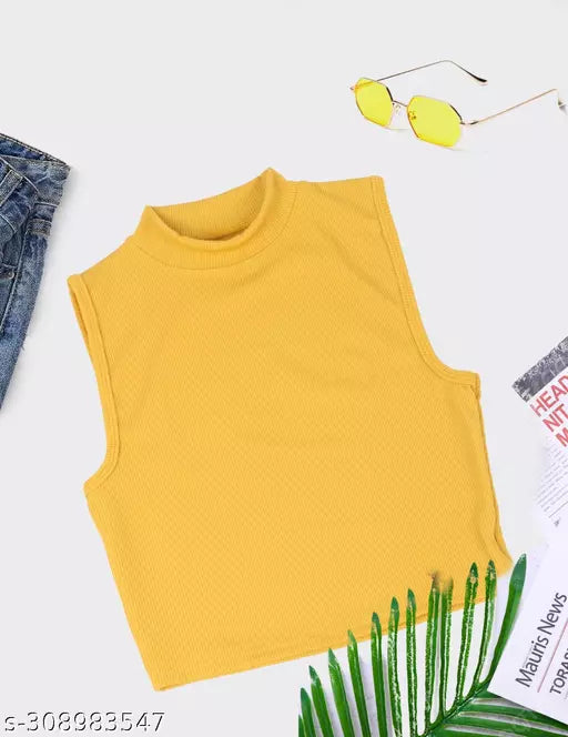 Women's Solid Cotton Rib Knit Crop Tank Top