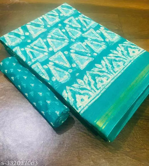 TRIO PRINTED COTTON BLENDED SAREE