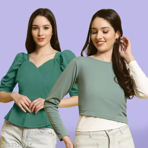 Clasic Casual Fashion Forward Women's Top - Pack of 2