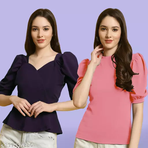 Clasic Casual Fashion Forward Women's Top - Pack of 2