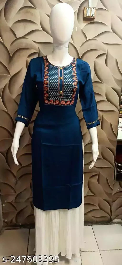 Trendy Women's Straight Embroidery Kurtis