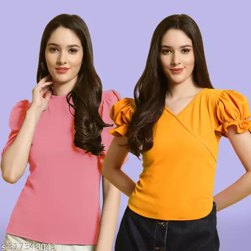 Clasic Casual Fashion Forward Women's Top - Pack of 2