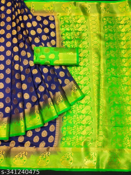Morpich Fashion   Nylon Banarasi Silk Same Border Saree