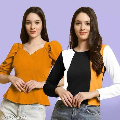 Clasic Casual Fashion Forward Women's Tops - Pack of 2
