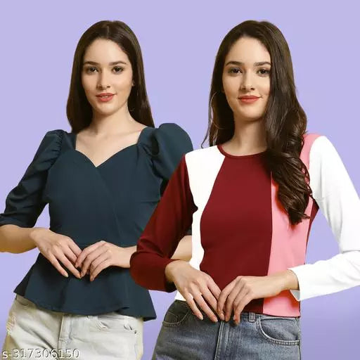 Clasic Casual Fashion Forward Women's Top - Pack of 2