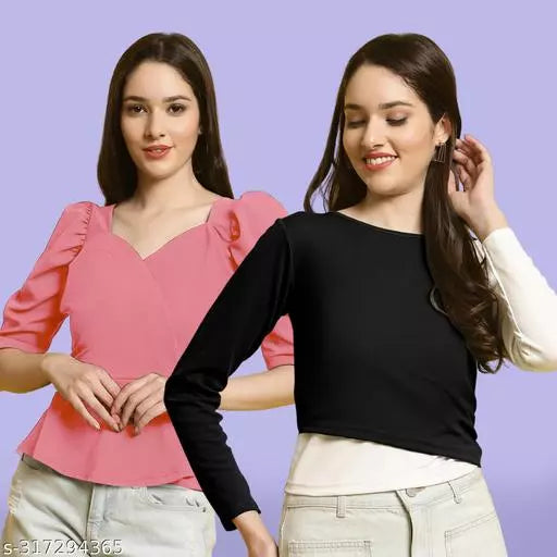 Clasic Casual Fashion Forward Women's Tops - Pack of 2