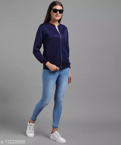 Vivient Women Nevy Blue Burfi Cut Chain Jacket