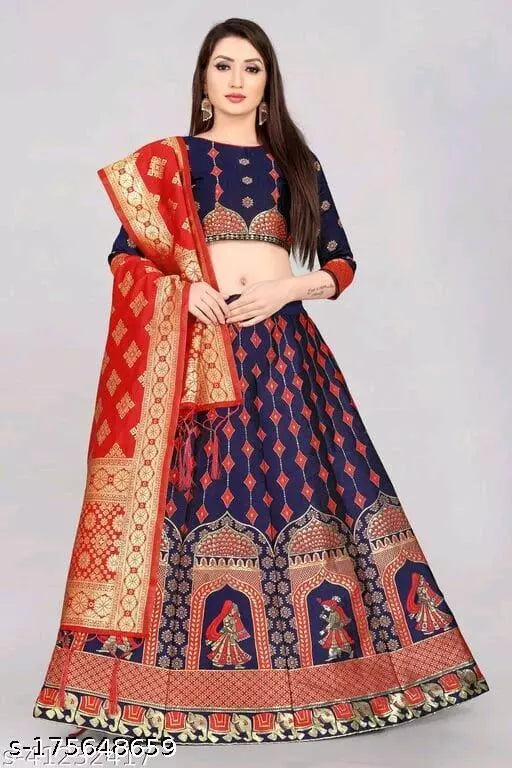 NEW JAQUARD LEHENGA WITH BLOUSE (UNSTITCHED)