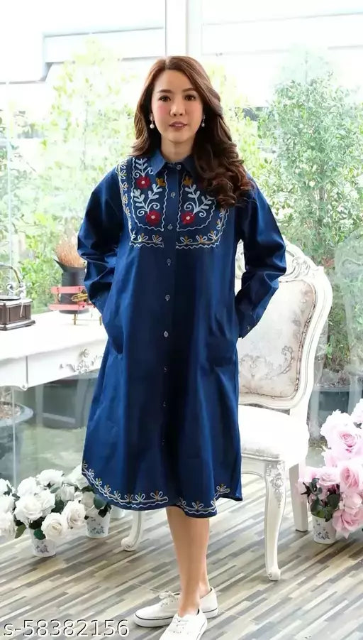 Women Denim Embroideried Dresses