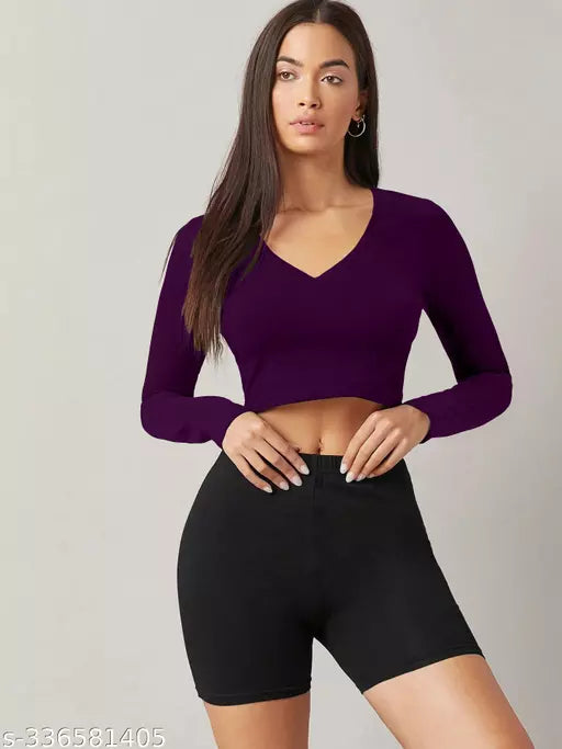 Western Printed V_ Neck Crop Top